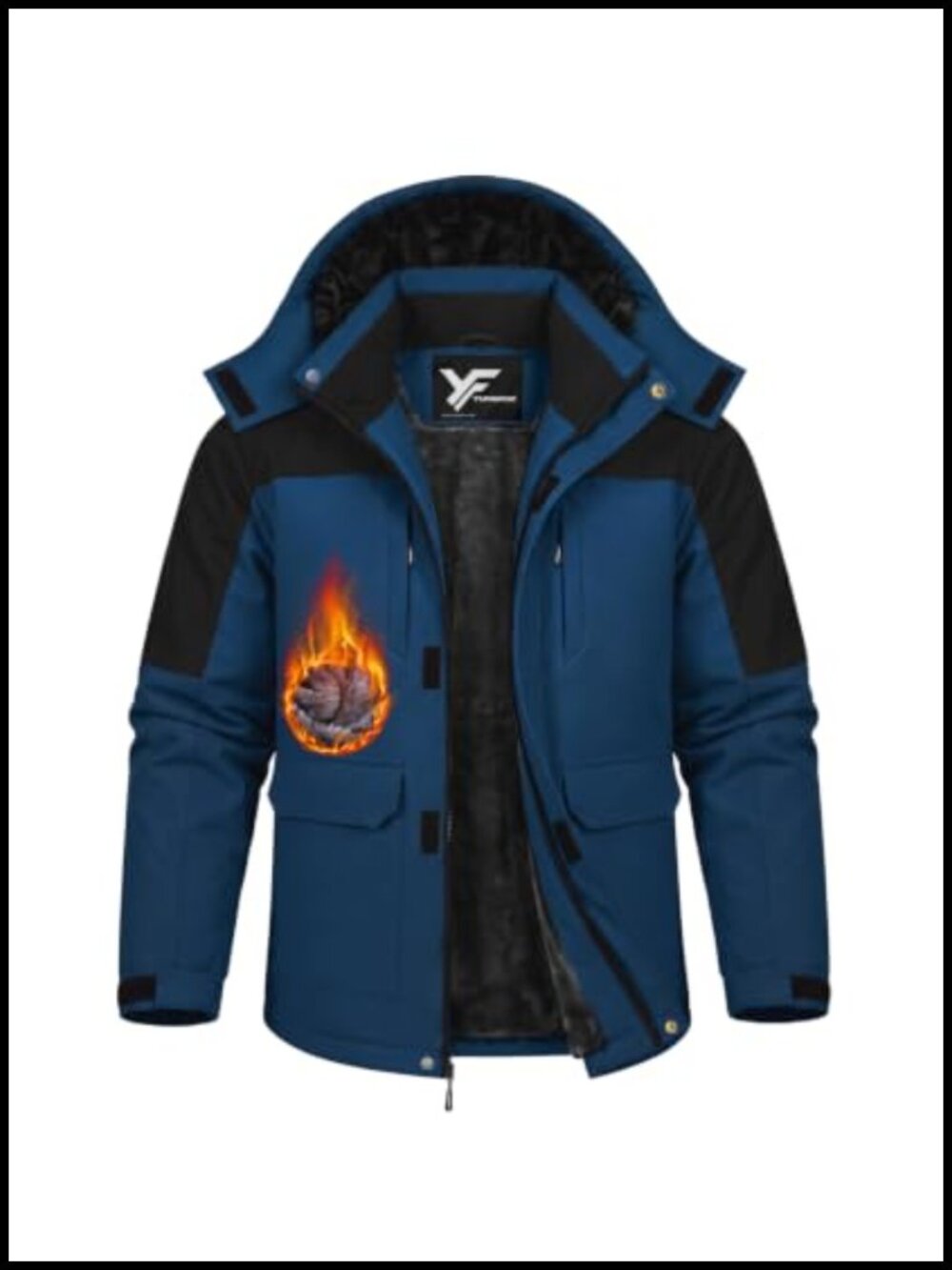 Men's Waterproof Fleece Lined Ski Jacket Windproof Winter Coat